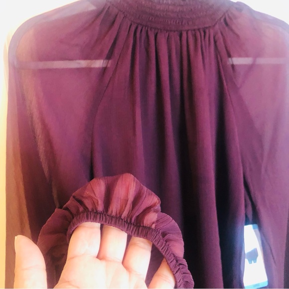 NWT New Joie long sleeve smocked top Blouse Wine Purple burgundy MSRP $278.00 - Picture 7 of 12